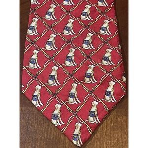 St Michael From Mark & Spencer Dog Print 100% Silk Men’s Neck Tie Made In Usa